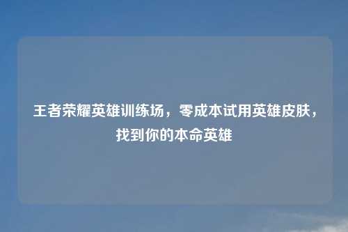 王者荣耀英雄训练场，零成本试用英雄皮肤，找到你的本命英雄
