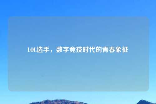 LOL选手，数字竞技时代的青春象征