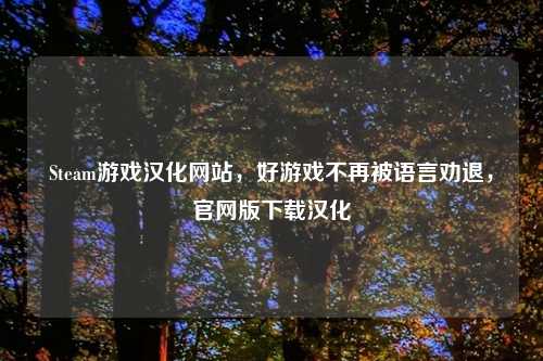 Steam游戏汉化网站，好游戏不再被语言劝退，官网版下载汉化