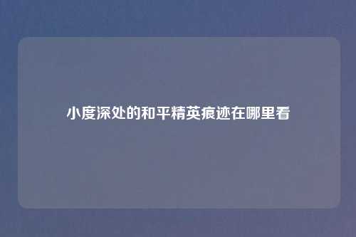 小度深处的和平精英痕迹在哪里看